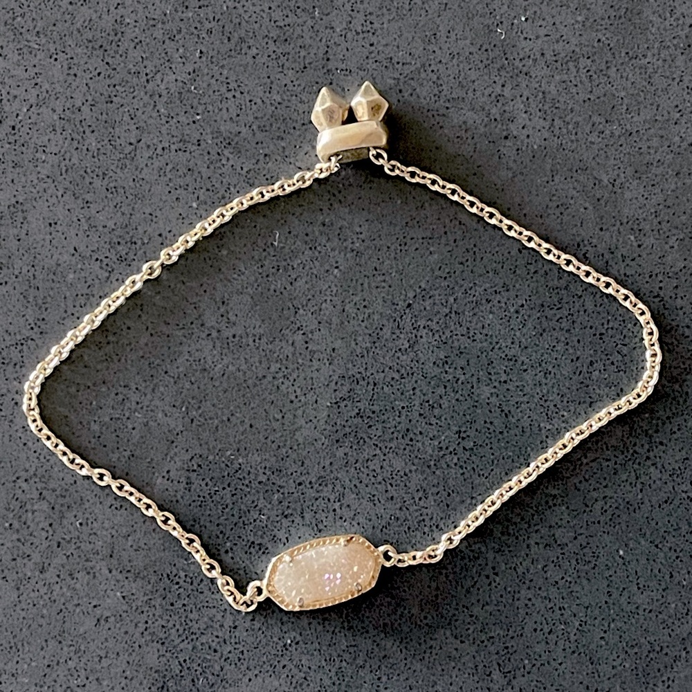 Kendra Scott Elaina Adjustable Chain Bracelet | Gold & White Drusy